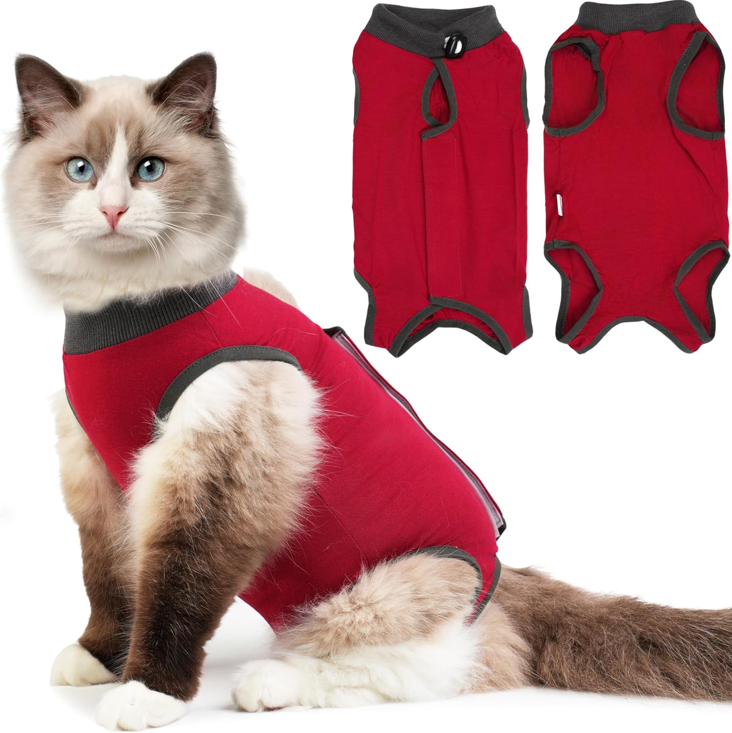 Hpetppy Cat Recovery Suit After Surgery, Breathable Cat Surgery Recovery Suit for Spay Abdominal Wounds or Skin Diseases, E-Collar Alternative Wear for Small Male Female Pets (Dark Grey, L) - Image 9