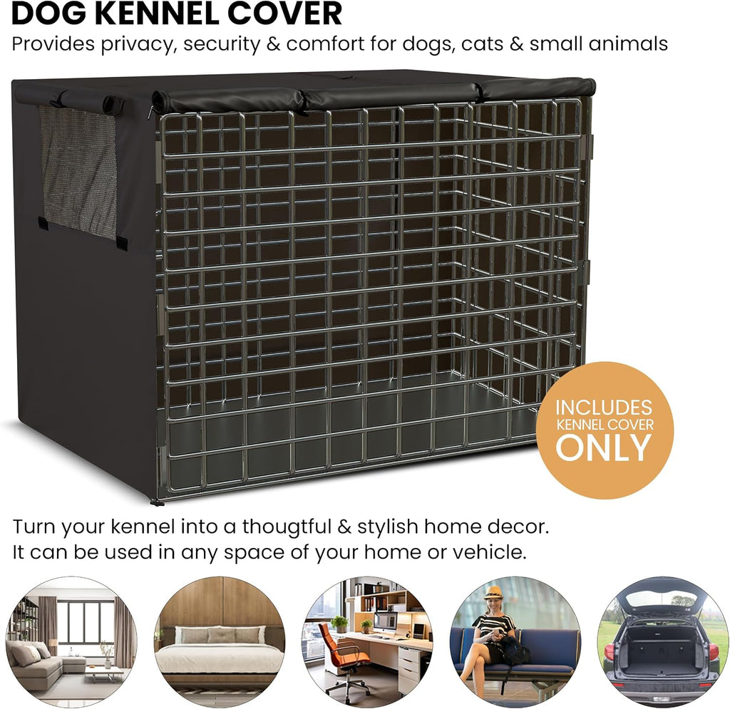 Utopia Home universal fit wire pet crate cover side angle view indoor setup