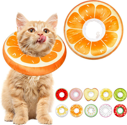 LIEVUIKEN soft cat cone collar orange front view on kitten