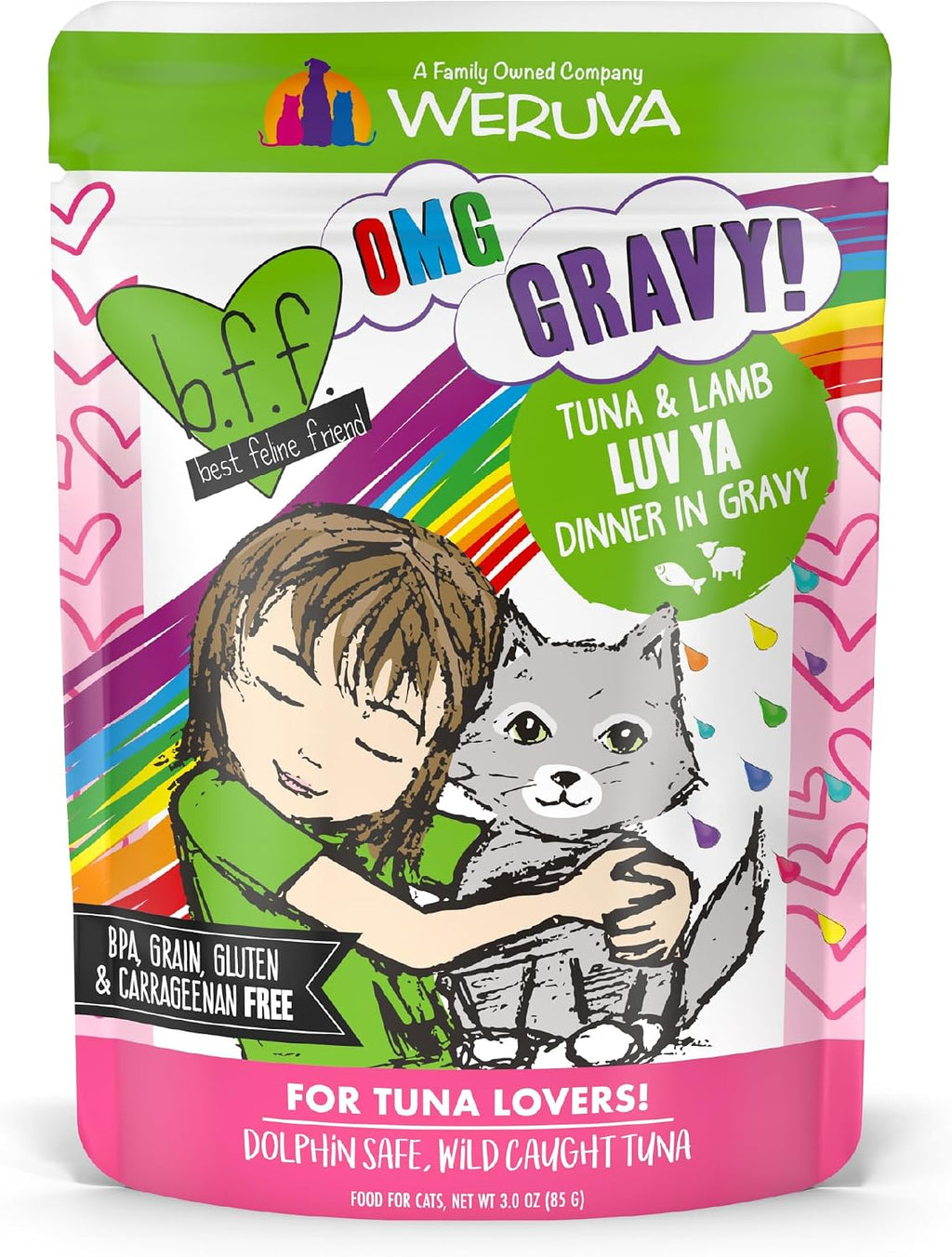 Weruva B.F.F. OMG - Best Feline Friend Oh My Gravy!, Rainbow A Gogo Variety Pack! Cat Food, 3oz Pouch (Pack of 12) - Image 12