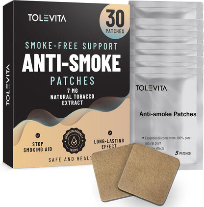 TOLEVITA Anti-Smoke Herbal Patches front packaging for nicotine craving relief.