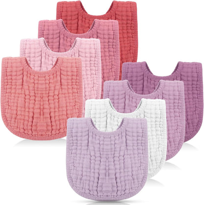 Frienda 8 piece muslin baby bibs set front view