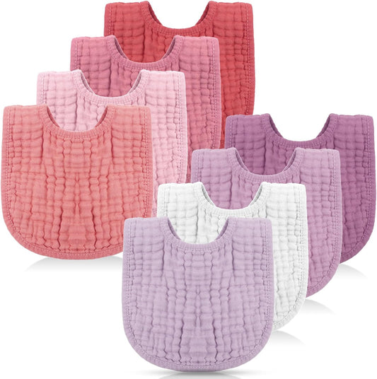 Frienda 8 piece muslin baby bibs set front view