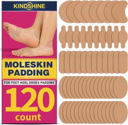 Kindshine 120 Pieces Moleskin Strips front view blister prevention pads
