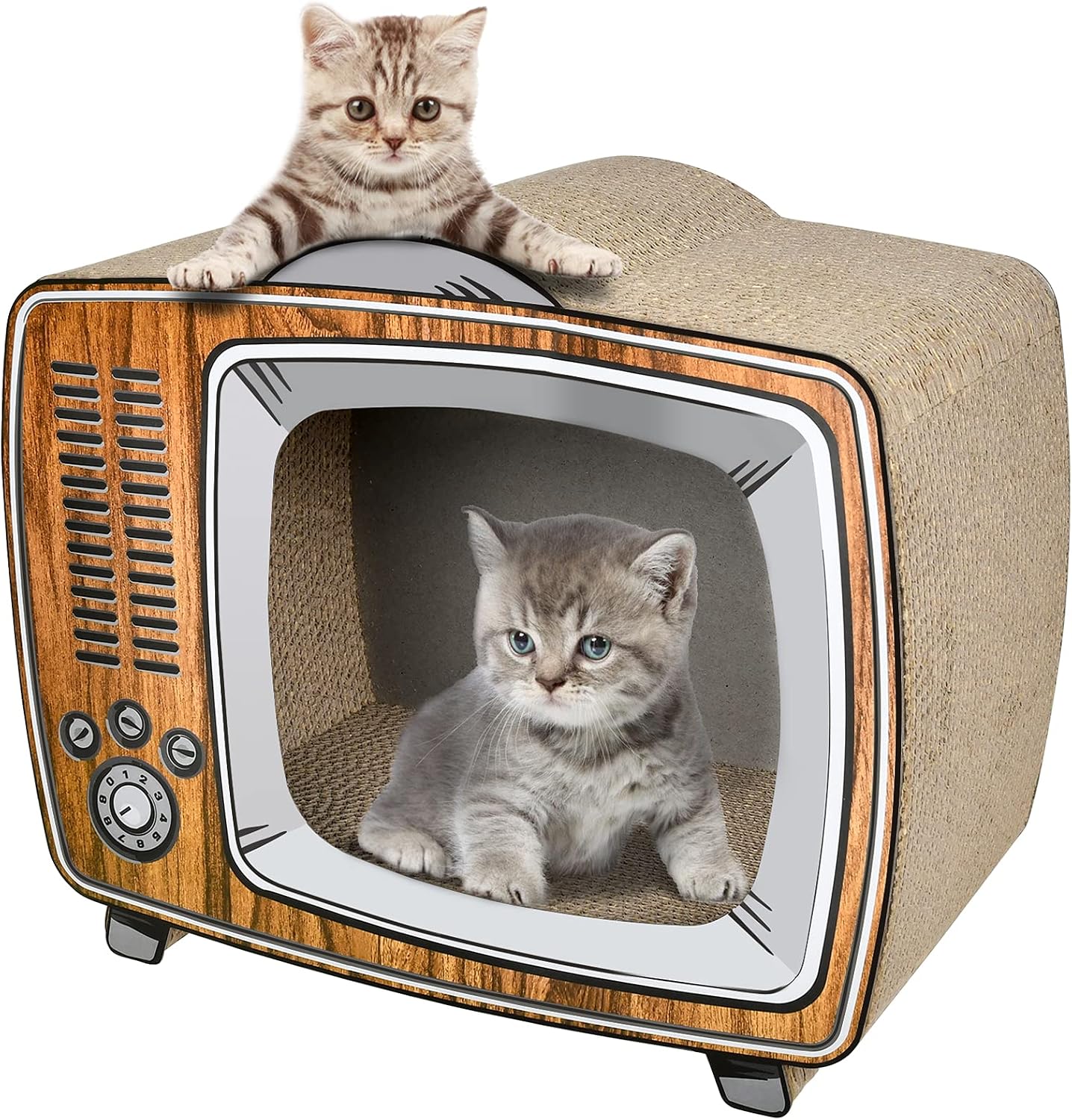 FluffyDream Cat Condo Scratcher Post Cardboard, Milk Box Shape Cat Scratching House Bed, Black Color - Image 9