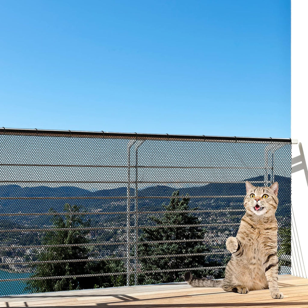 Shappy Balcony Net for Pets 16.5 ft x 2.5 ft Anti Fall Cat Dogs Netting Balcony Mesh Fence Net Screen Protection Crib Mesh for Pets Patios Stairway Clear Stair Banister Guard Apartment(White) - Image 8