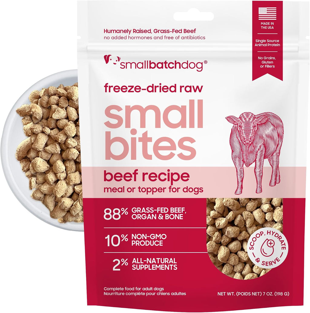 Smallbatch Freeze-Dried Beef Dog Food bag front view