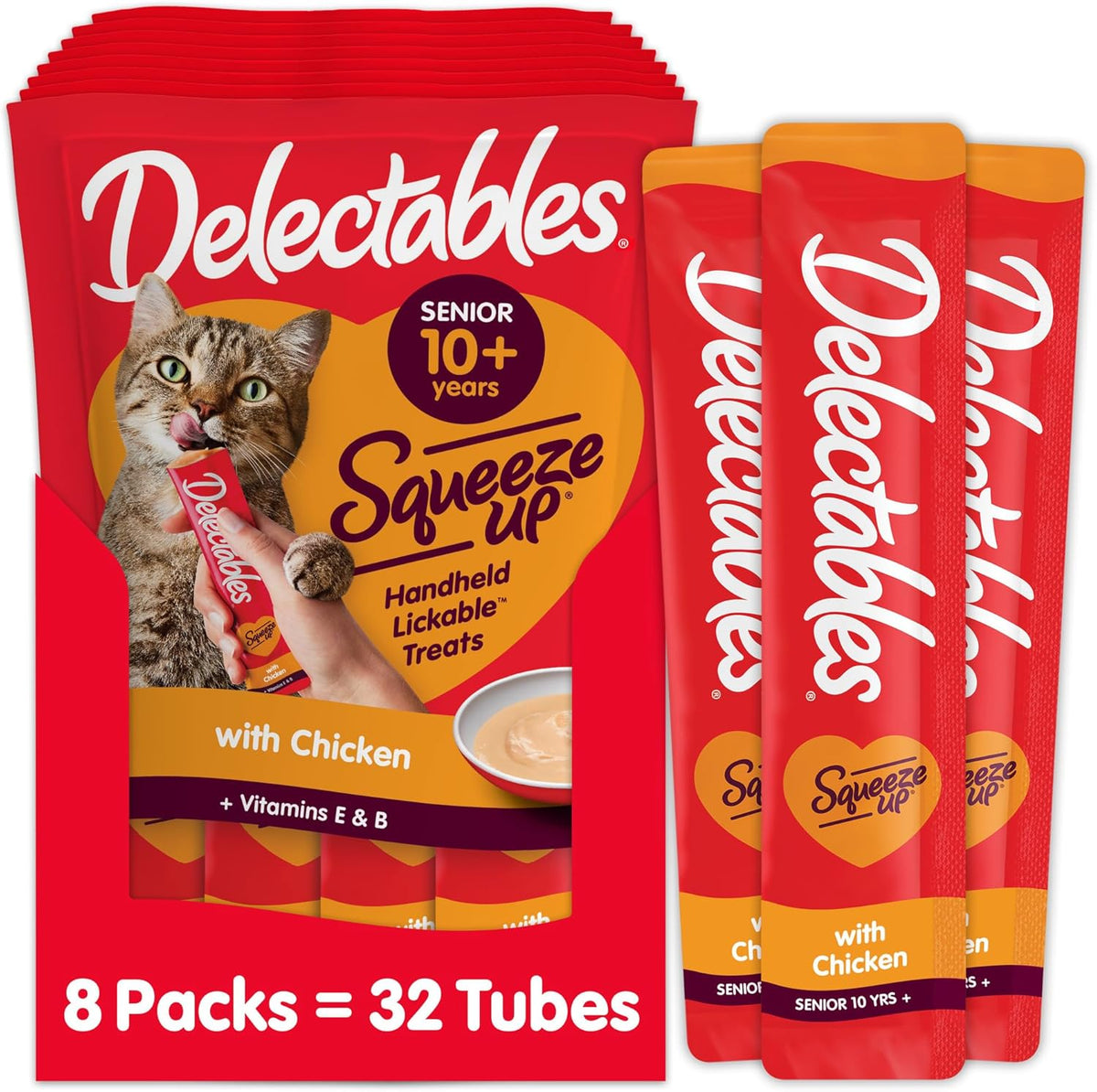 Delectables Squeeze Up Senior 10+ Variety Pack, Creamy Squeezable Puree, Lickable Wet Cat Treats, Grain-Free, No Added Fillers, 0.5 Ounces Tube, 20 Tubes Total - Image 10