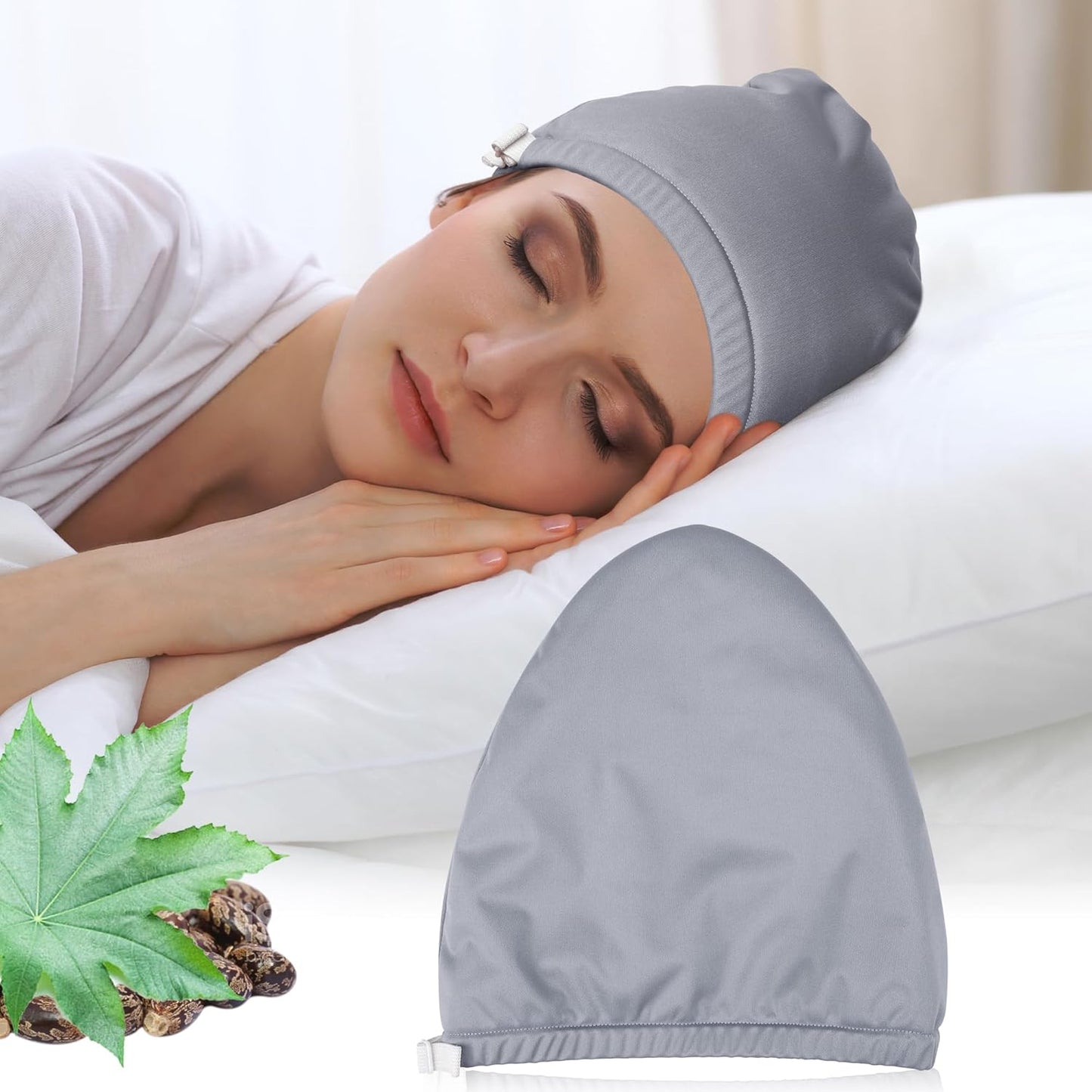 Zingterra castor oil pack wrap for head front view in grey