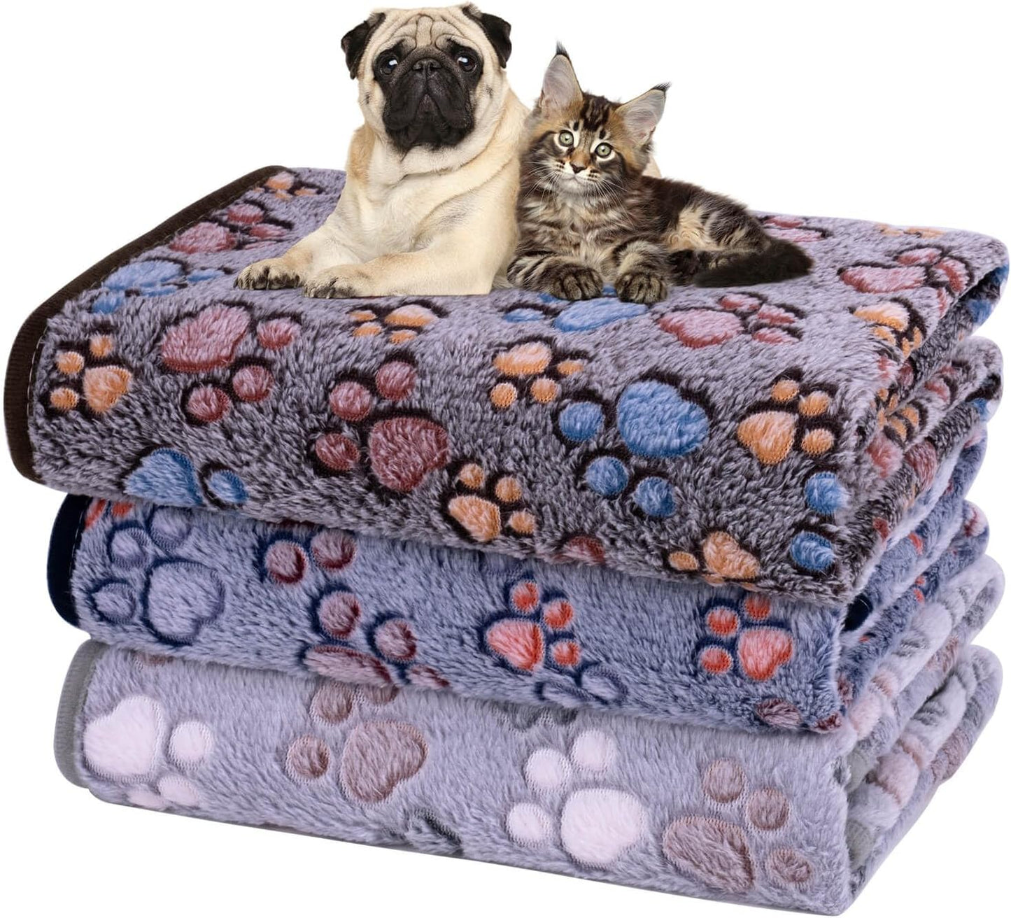 Dono 1 Pack 3 Dog Blankets, Soft Fluffy Fleece Pet Blanket Warm Sleep Mat Paw Print Design Puppy Kitten Throw Blankets Doggy Blanket for Dogs - Image 12