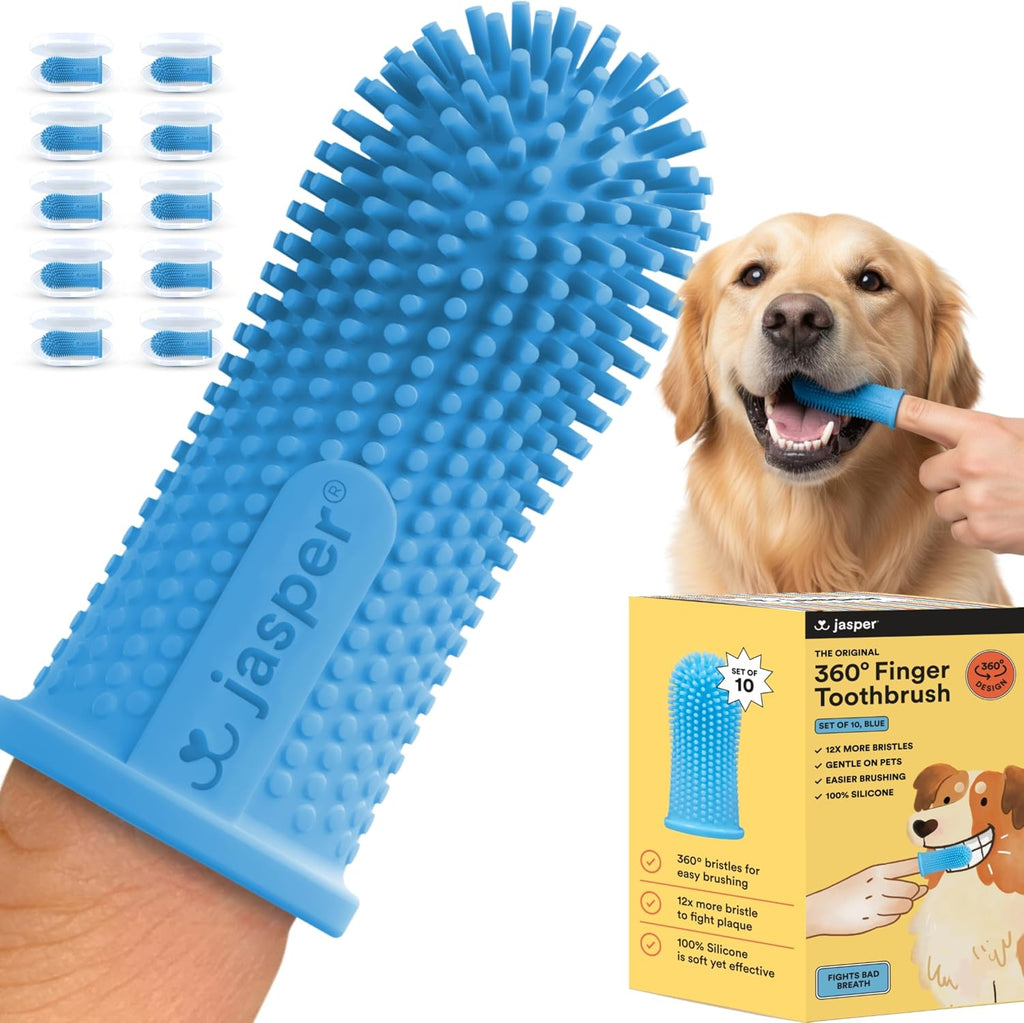 Jasper Dog Toothbrush, 360 Dog Tooth Brushing Kit, Finger Toothbrush, Cat Tooth Brush, Teeth Cleaning, Pet Tooth Brush for Small & Large Pets, Pet Toothpaste Not Included, 2-Pack Blue - Image 8