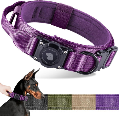 2026 Upgrade Waterproof AirTag Dog Collar, Military Tactical Dog Collar with AirTag Holder, Comfortable Control Handle and Metal Buckle, GPS Dog Collar Holder for Medium to Large Dogs (Khaki,L) - Image 11