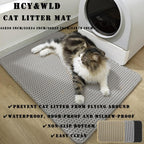 Double layer honeycomb design on a khaki cat litter catcher mat
