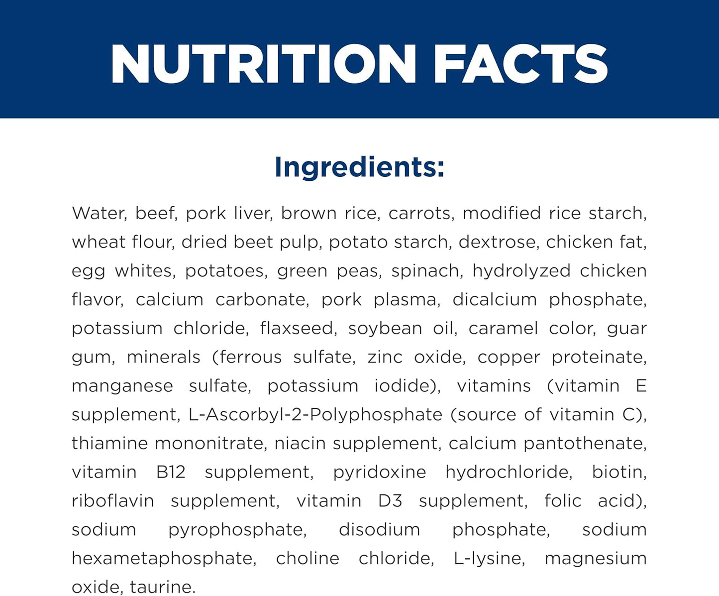 High protein Hill's Science Diet wet dog food ingredients list view