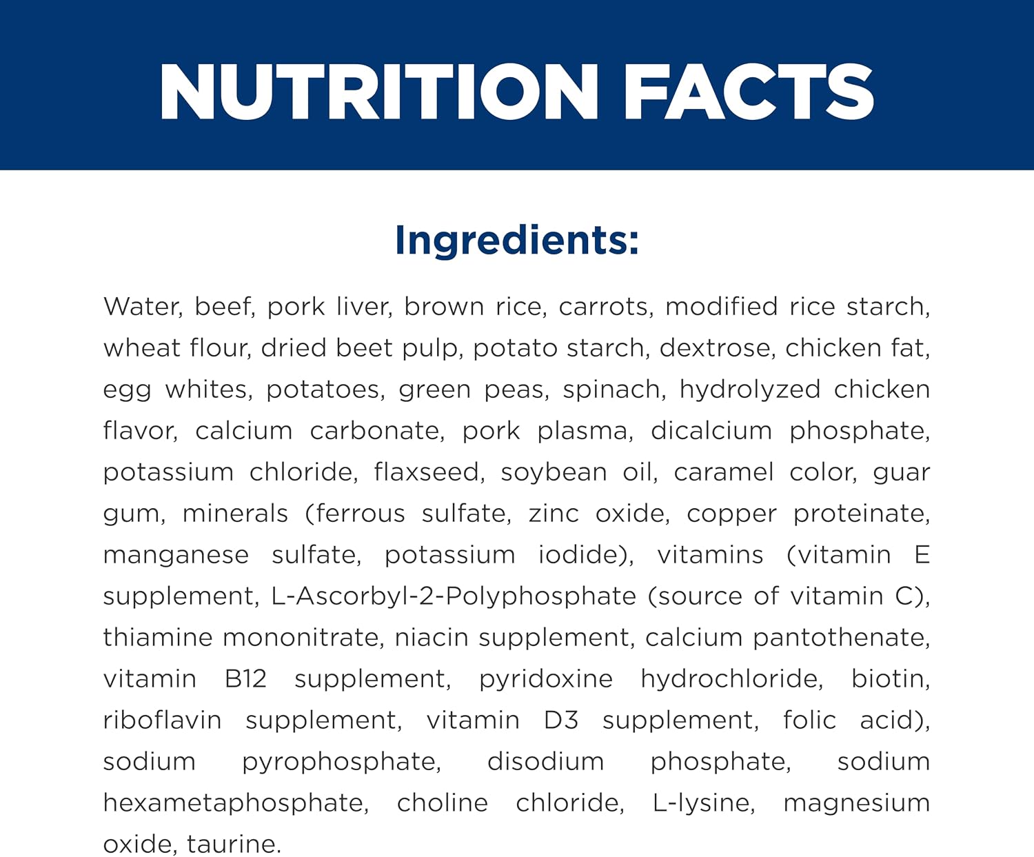 High protein Hill's Science Diet wet dog food ingredients list view