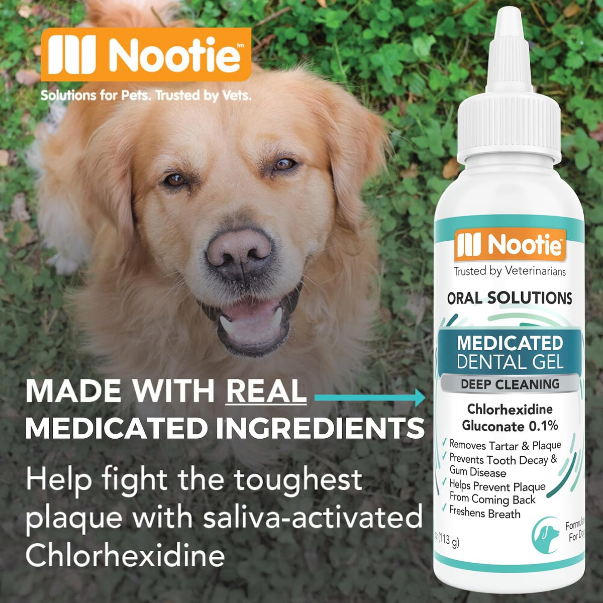 Close up of Nootie USA imported dog breath freshener gel