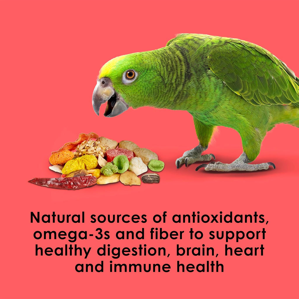 Packaging details of Kaytee Fiesta 2.5 Pounds bag for adult parrots