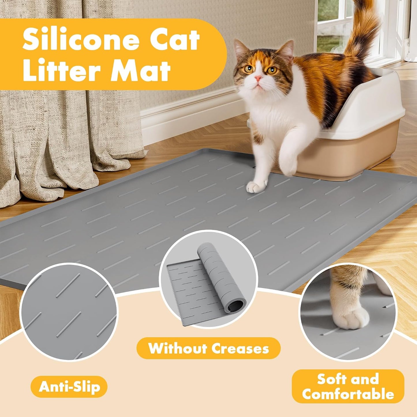 Soft pet safe silicone mat close up showcasing paw friendly grooved design