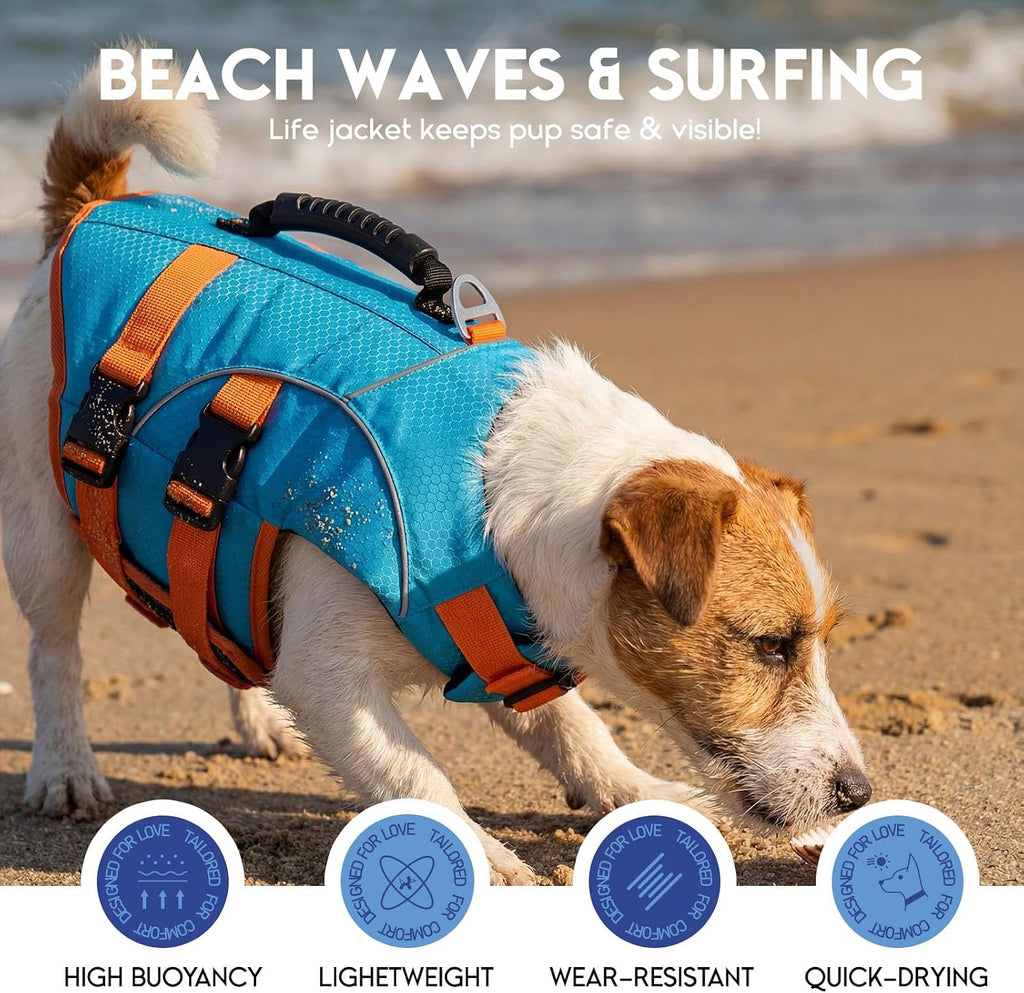 ASENKU dog life jacket package contents and sizing overview