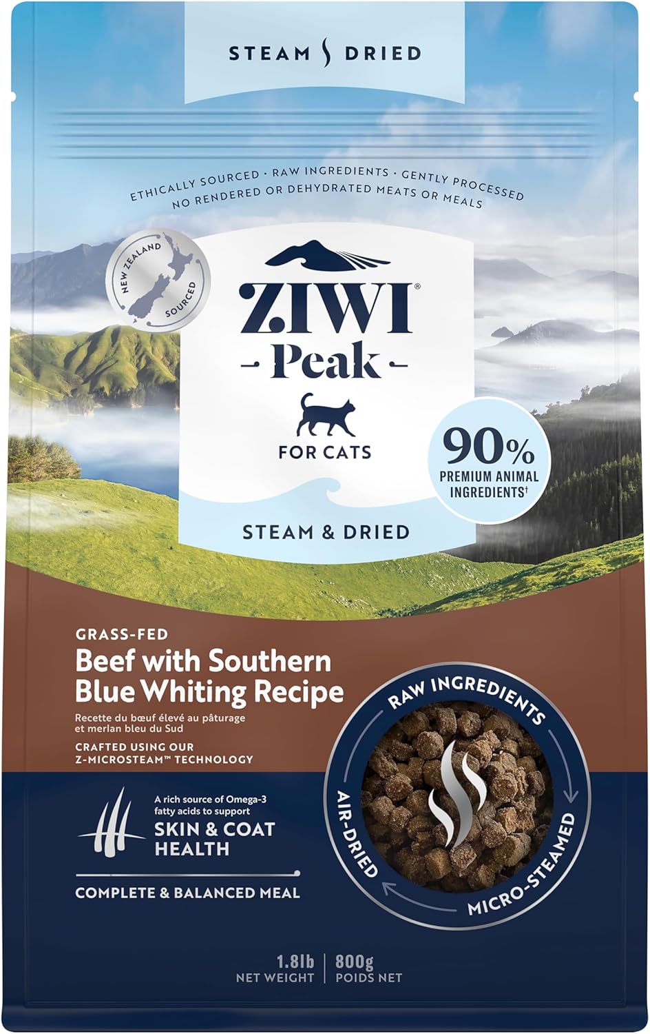 ZIWI Peak Steam & Dried Cat Food - Wild South Pacific Fish - High Protein, Skin & Coat Health, Low Carb, for All Life Stages (28.8oz) - Image 13