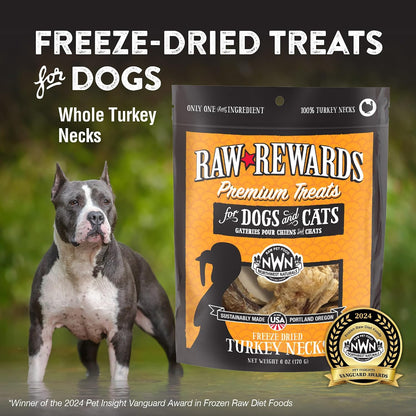 Northwest Naturals whole raw turkey neck pet treat displaying texture