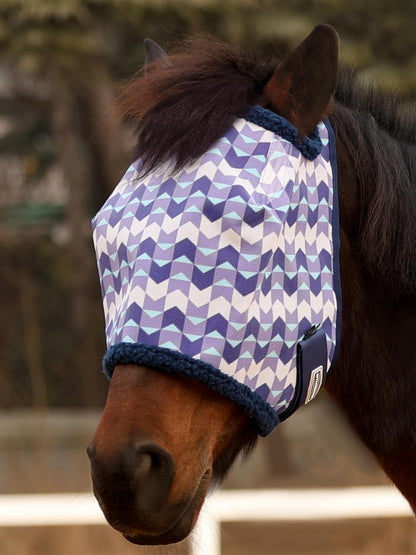 Tackmore Horse Fly Mask Without Ears, Breathable Structured Mesh for Horses, Soft Fleece Edging, UV Protection, Printed Turnout Mask for Pasture-Pink Print M - Image 9