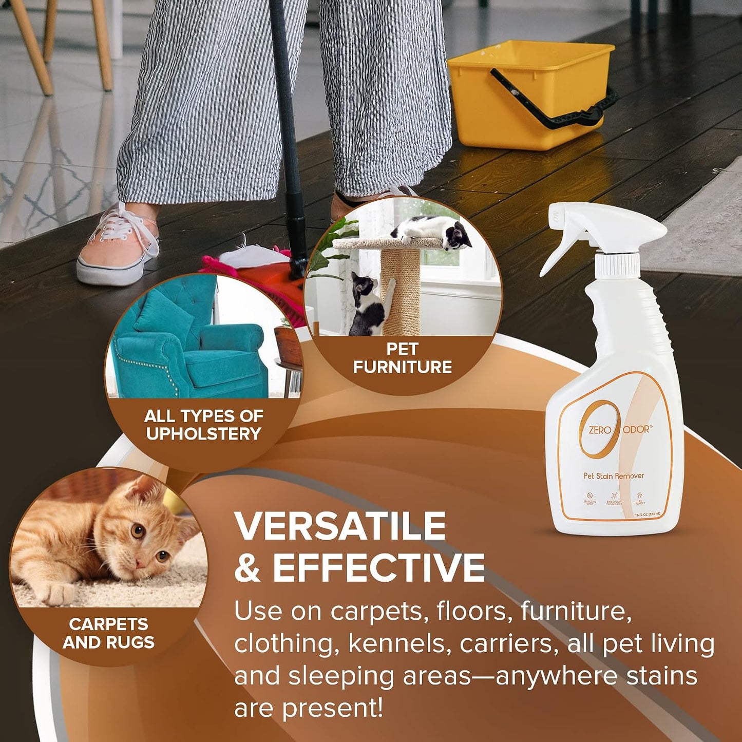Using Zero Odor spray on a carpet stain for odor removal
