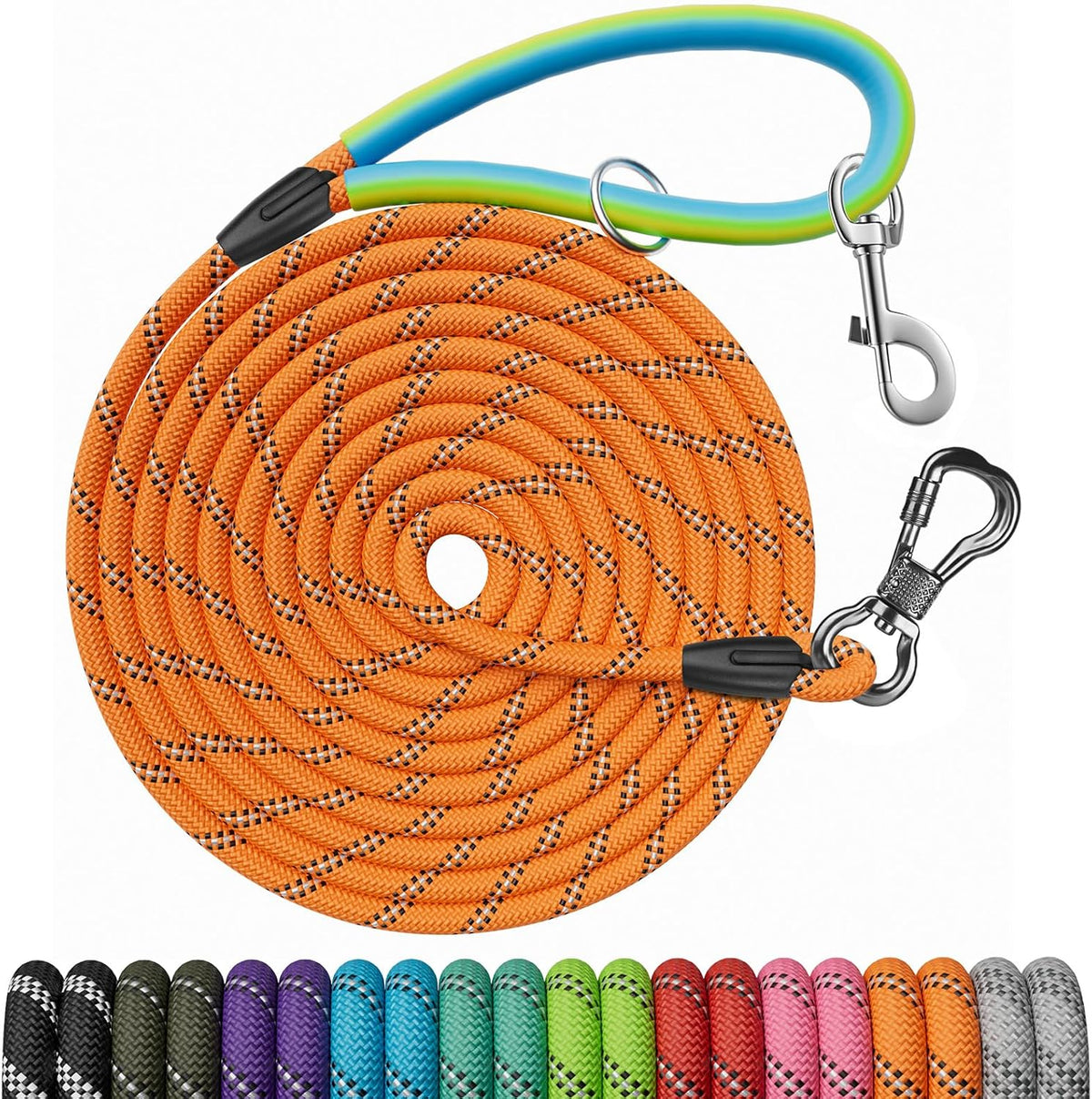 NTR 30 FT Dog Leash, Obedience Recall Training Agility Lead, with 2 Swivel Hooks, Reflective Threads and Soft Handle, Puppy Leash for Walking, Hunting, Camping for Small Medium and Large Dogs-Black - Image 15