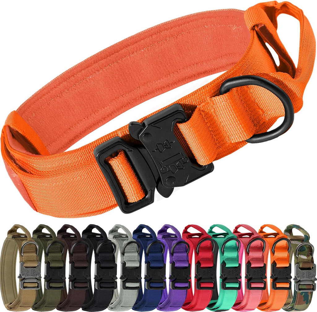 Joytale Tactical Dog Collar with Handle and Metal Buckle, Heavy Duty Padded Military Collar with 2 Patches for Training, Adjustable for Large Dogs, Black, L - Image 9