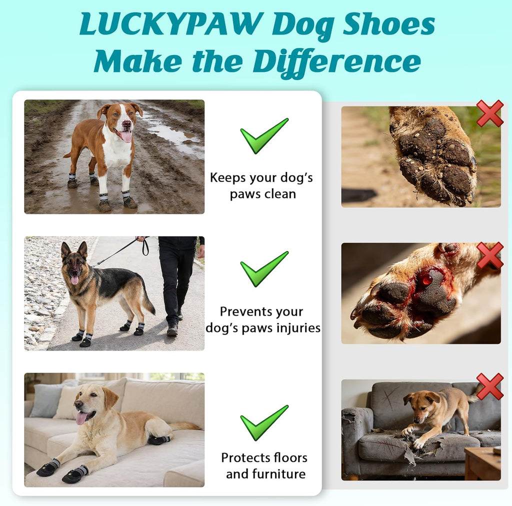 Side profile of Luckypaw paw protectors with reflective straps