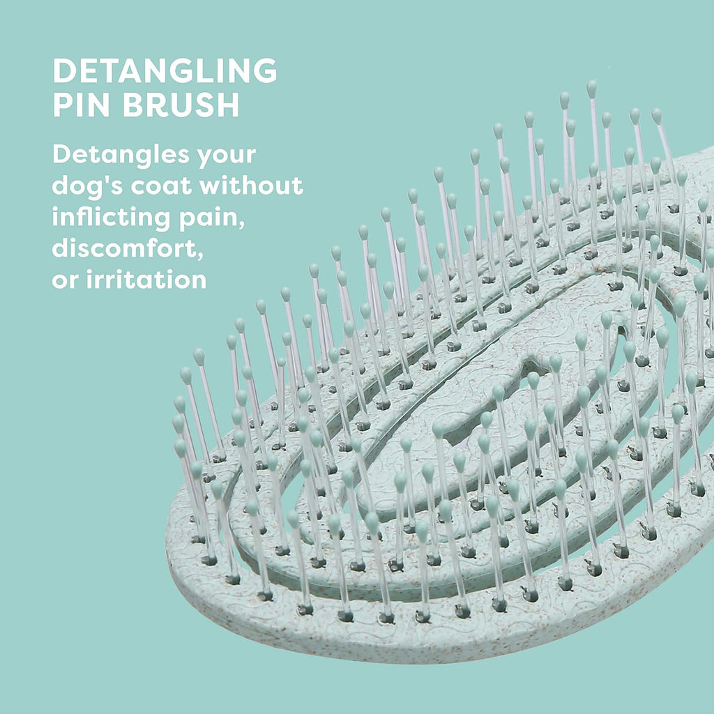 Side view profile of the flexible pins on the BioSilk dog brush.