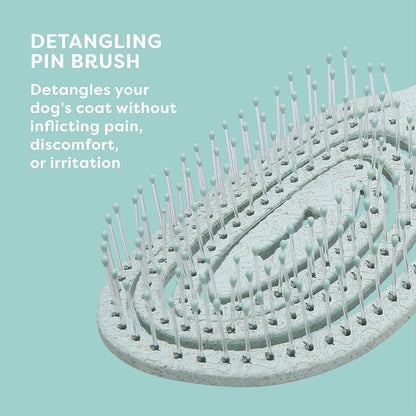 Side view profile of the flexible pins on the BioSilk dog brush.