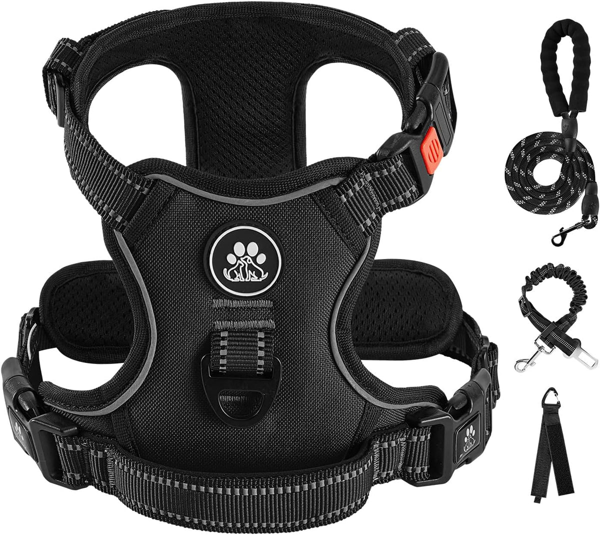 IVY&LANE No Pull Dog Harness for Medium Dogs, Dog Vest Harness with Leash, Safety Belt and Storage Strap, Fully Adjustable Harness, 360 degrees Reflective Strip, Soft Handle (Purple, M) - Image 12