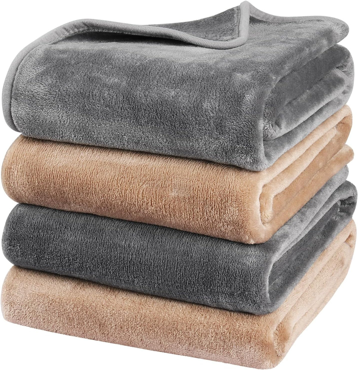 Onarway dog blanket front view of grey and khaki fleece pack.