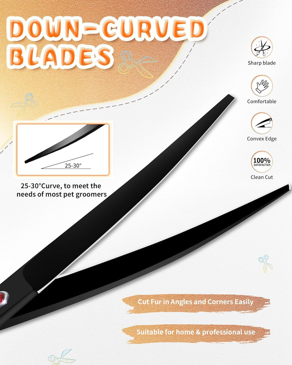 Pitch black dog shears being used to trim around a pet's paw