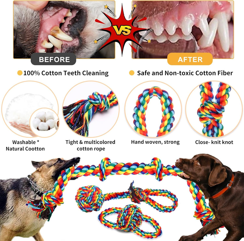 XLMYS heavy duty dog chew toys with multi knot ropes for aggressive chewers.