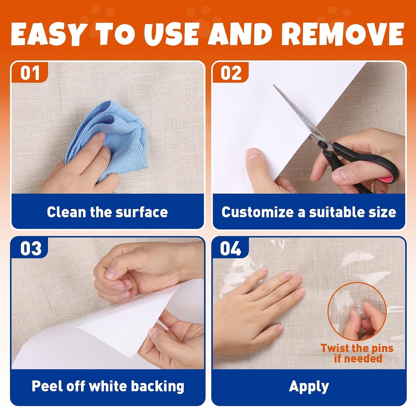 Applying TiddieBair adhesive shield to leather furniture