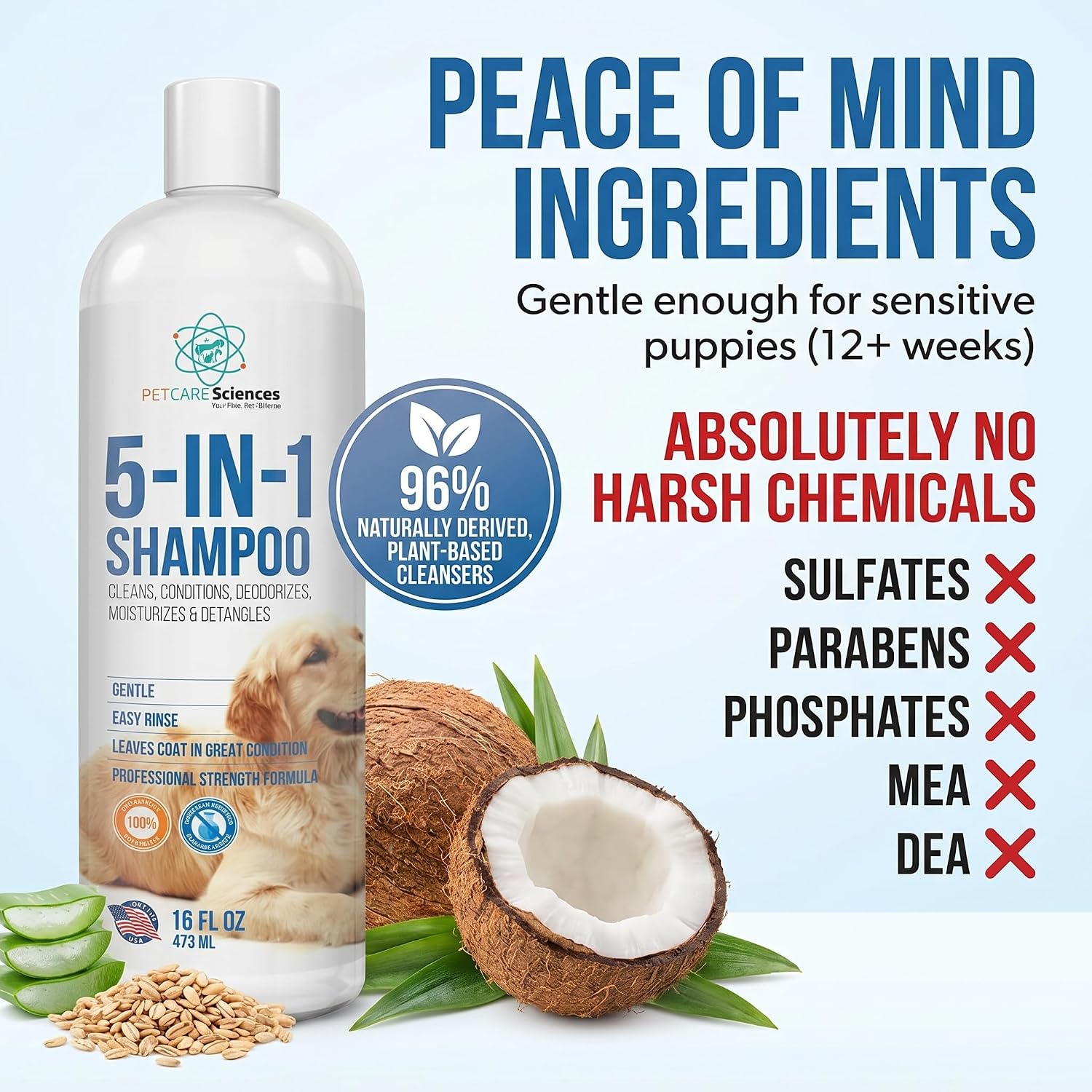 Professional grooming with Pet Care Sciences 5-in-1 formula