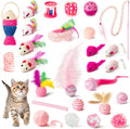 Mallmall6 cat interactive toys set front view featuring twenty seven pink theme kitten pieces