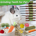 WDEFUN organic apple wood sticks and sweet bamboo pieces spread out for guinea pig chewing variety