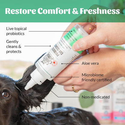Side profile of Skout's Honor dog ear care solution bottle
