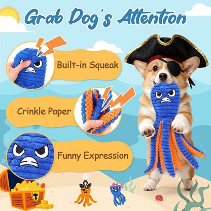 Zeaxuie interactive plush toy with crinkle tentacles for chewing