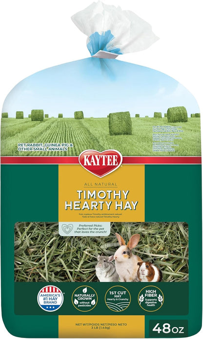 Kaytee Timothy Hearty Hay front view packaging for small pet nutrition