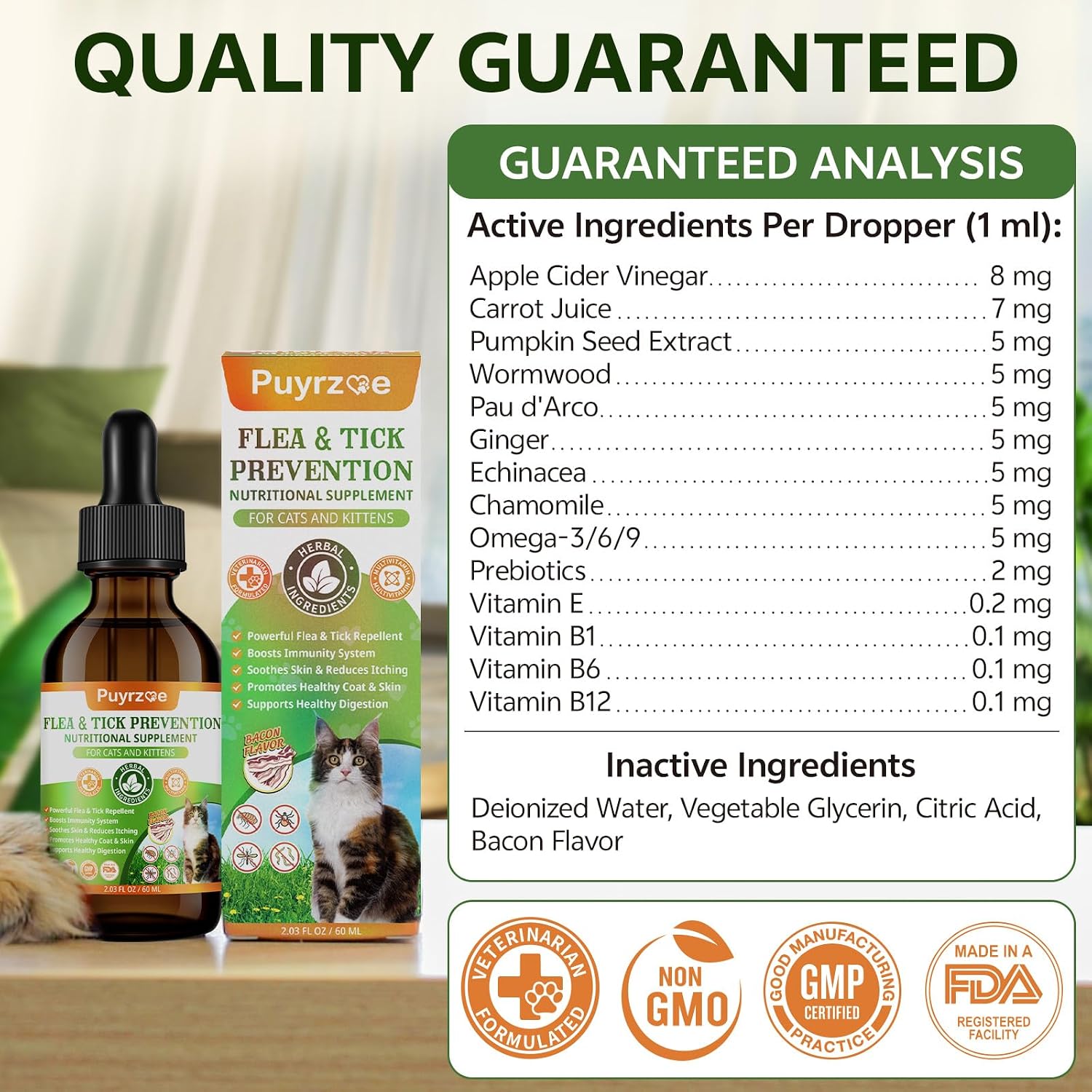 Instructions for oral administration of cat herbal flea defense drops