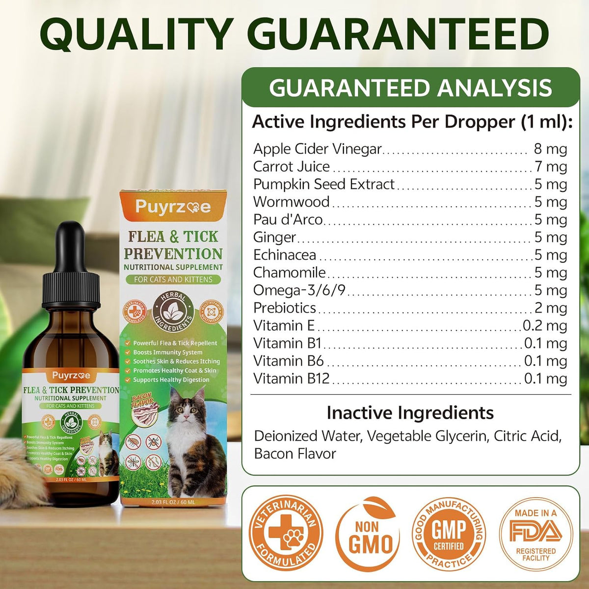 Instructions for oral administration of cat herbal flea defense drops