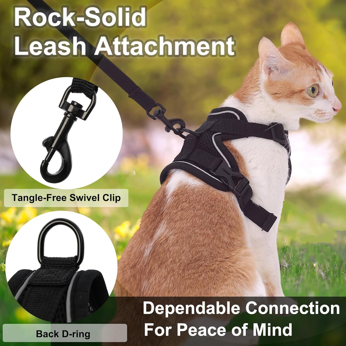 Adjustable four buckle system on cat vest harness