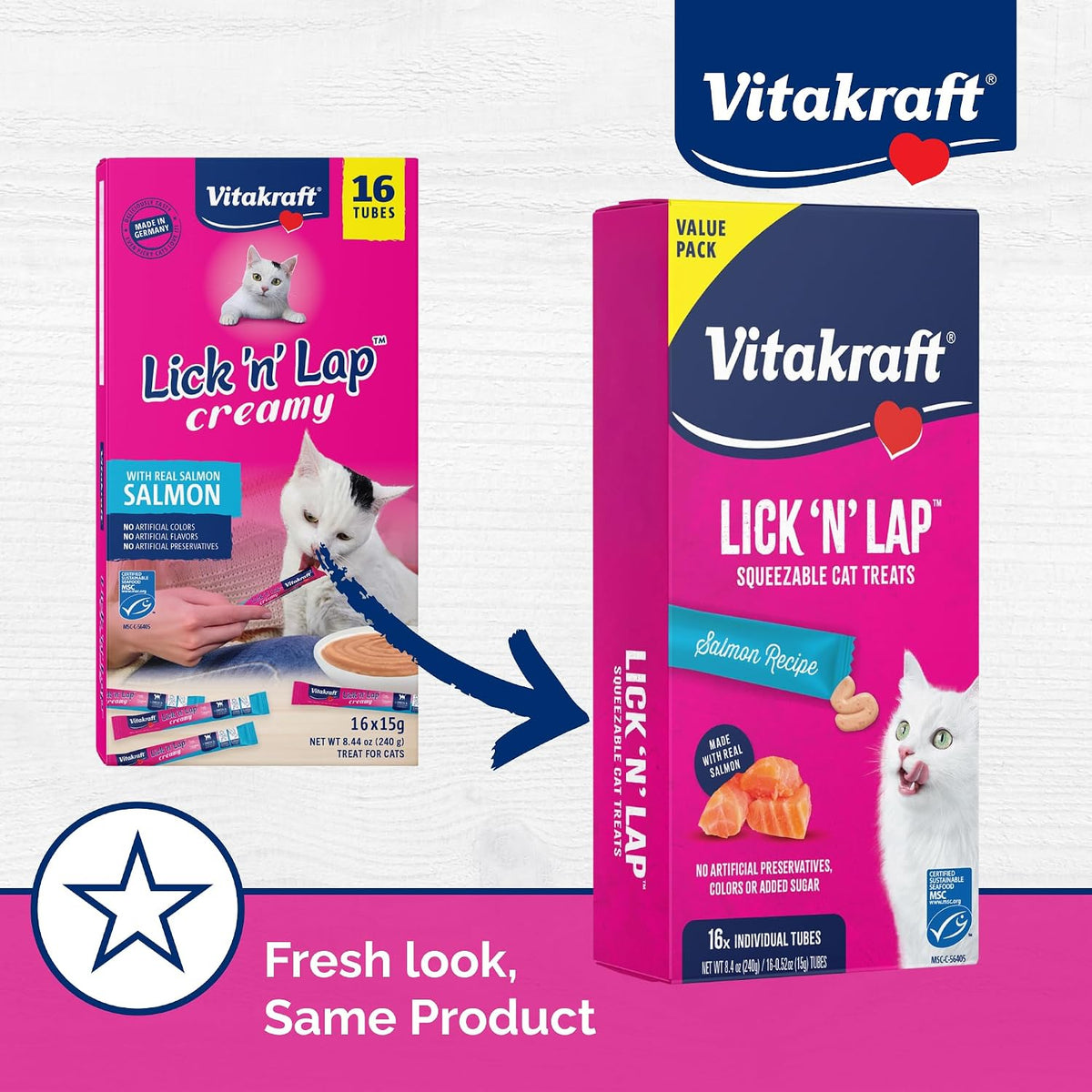 Back of pack showing nutritional information for Vitakraft salmon treat