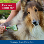 Coastal pet grooming brush ergonomic textured rubber handle angle view