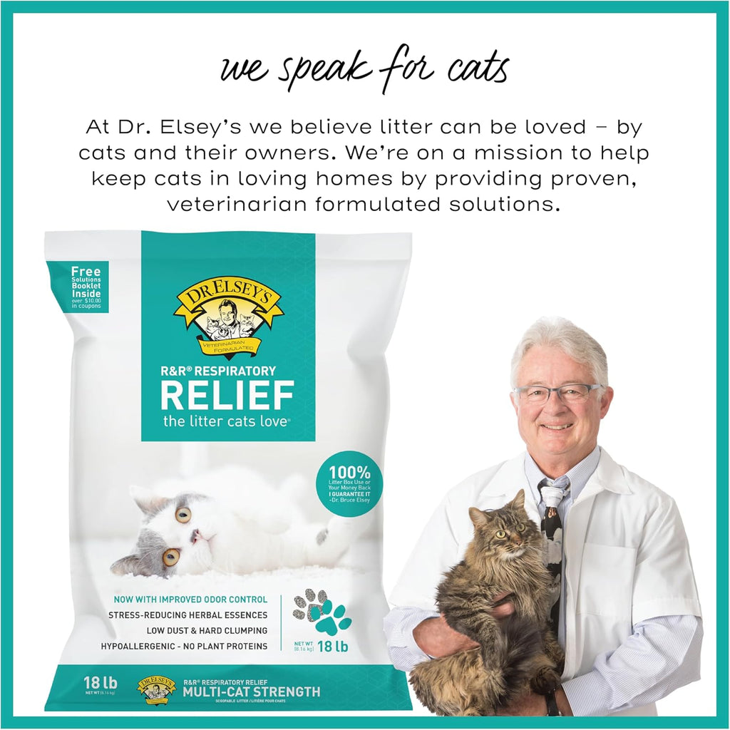 Dr. Elsey's R&R Stress-Reducing cat litter packaging back details