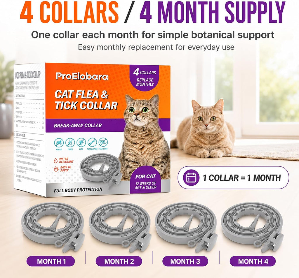Four pack ProElobara flea collar set for cats
